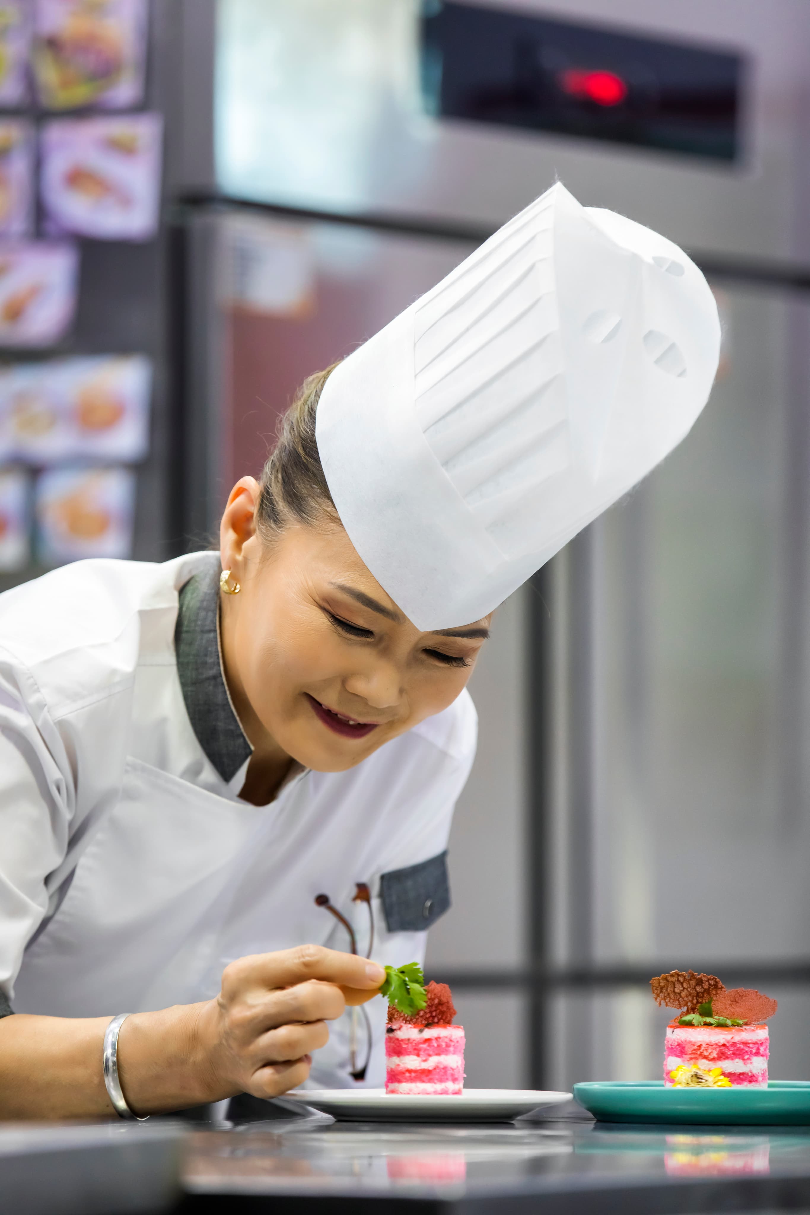 Chef plating food